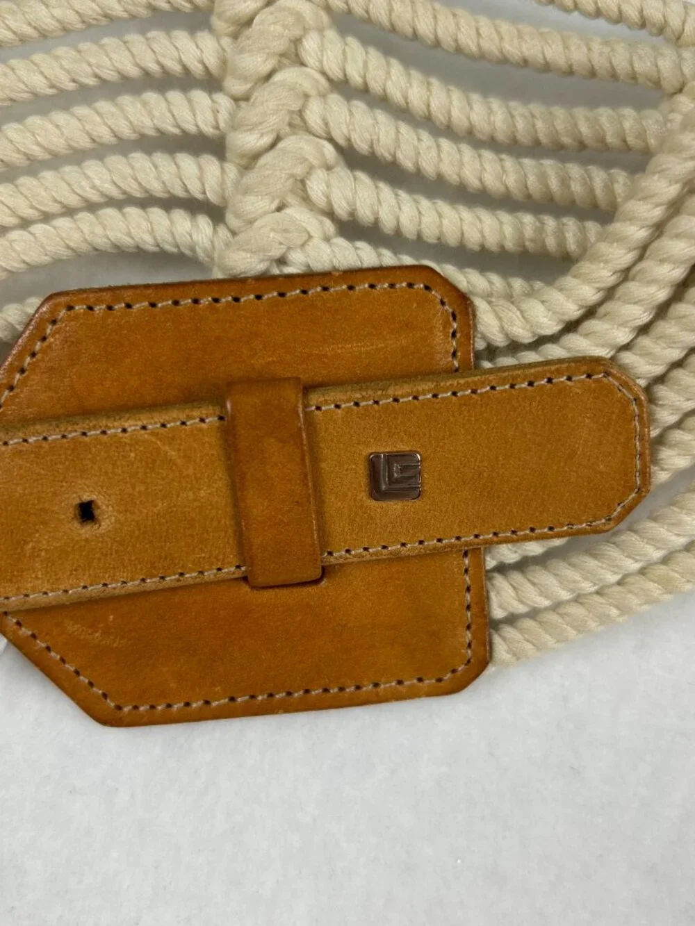 Guy LaRoche Paris | Designer Leather and Rope Belt, 35